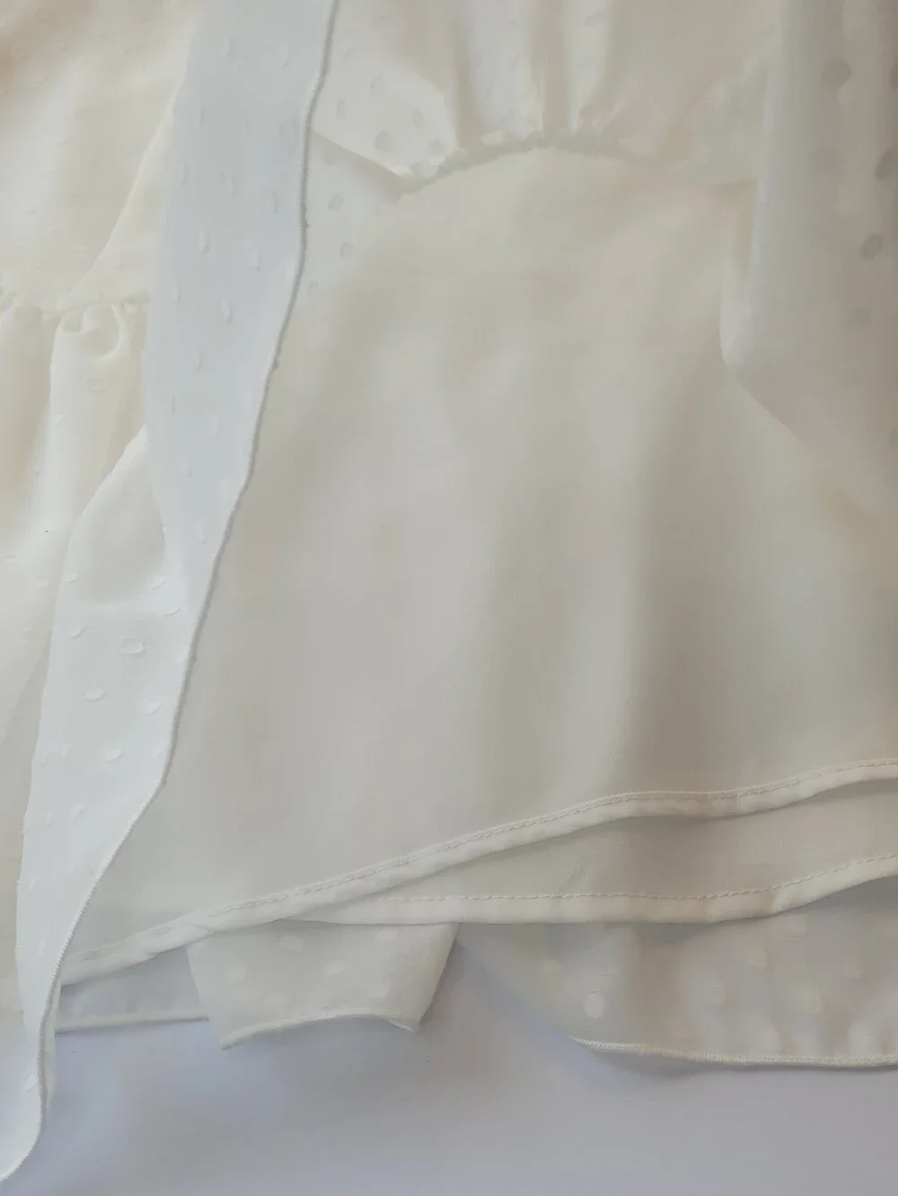 Forever 21 Swiss Dot Asymmetrical Ruffle Mini Skirt Ivory Size L